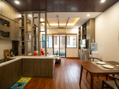 1-bedroom serviced apartment for rent in the Lieu Giai – Linh Lang area, near Lotte.