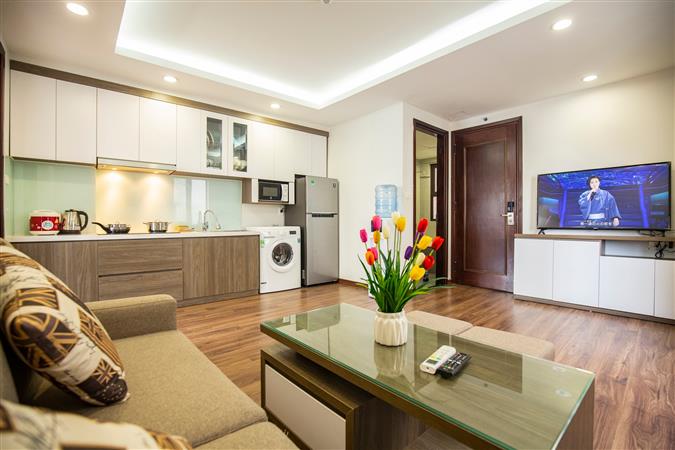 1-bedroom layout 02 apartment for rent on 58 Dao Tan street near Lotte, convenient service, new furniture