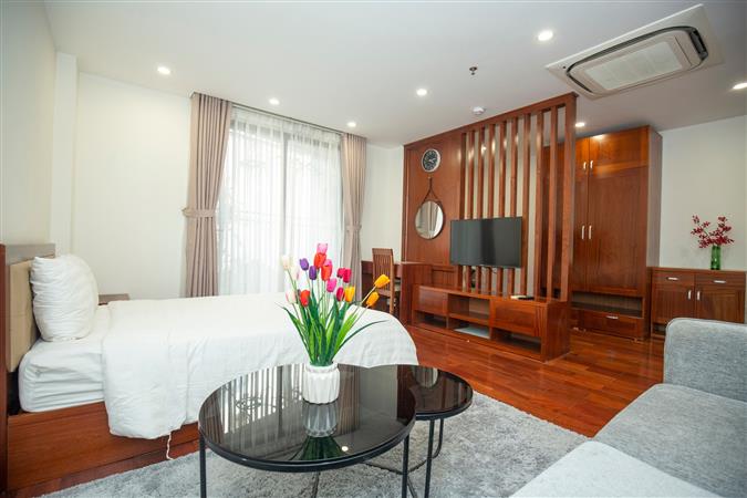 1-bedroom layout 02 apartment for rent on 66 Dao Tan street near Lotte, convenient service, new furniture