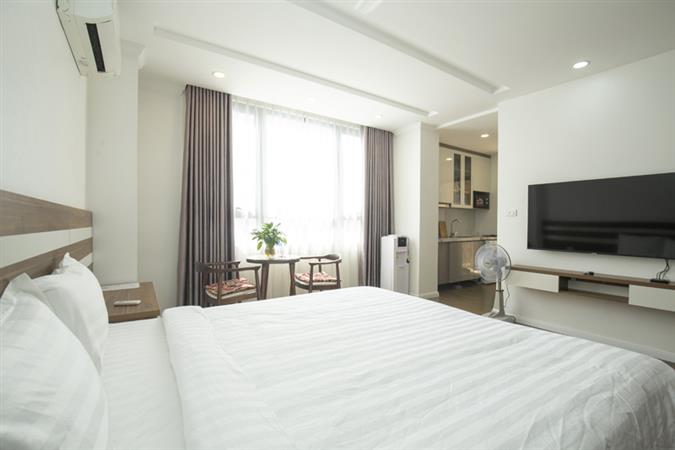  apartment for rent on 47 Linh Lang layout 701 street near Lotte, convenient service, new furniture