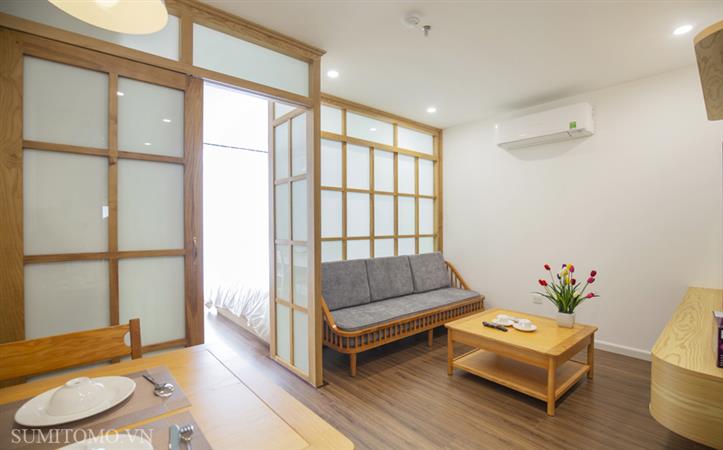 Căn hộ 1 ngủ layout 02 mới cho thuê phố Phan Kế Bính nội thất mới, gần Lotte cho khách Nhật